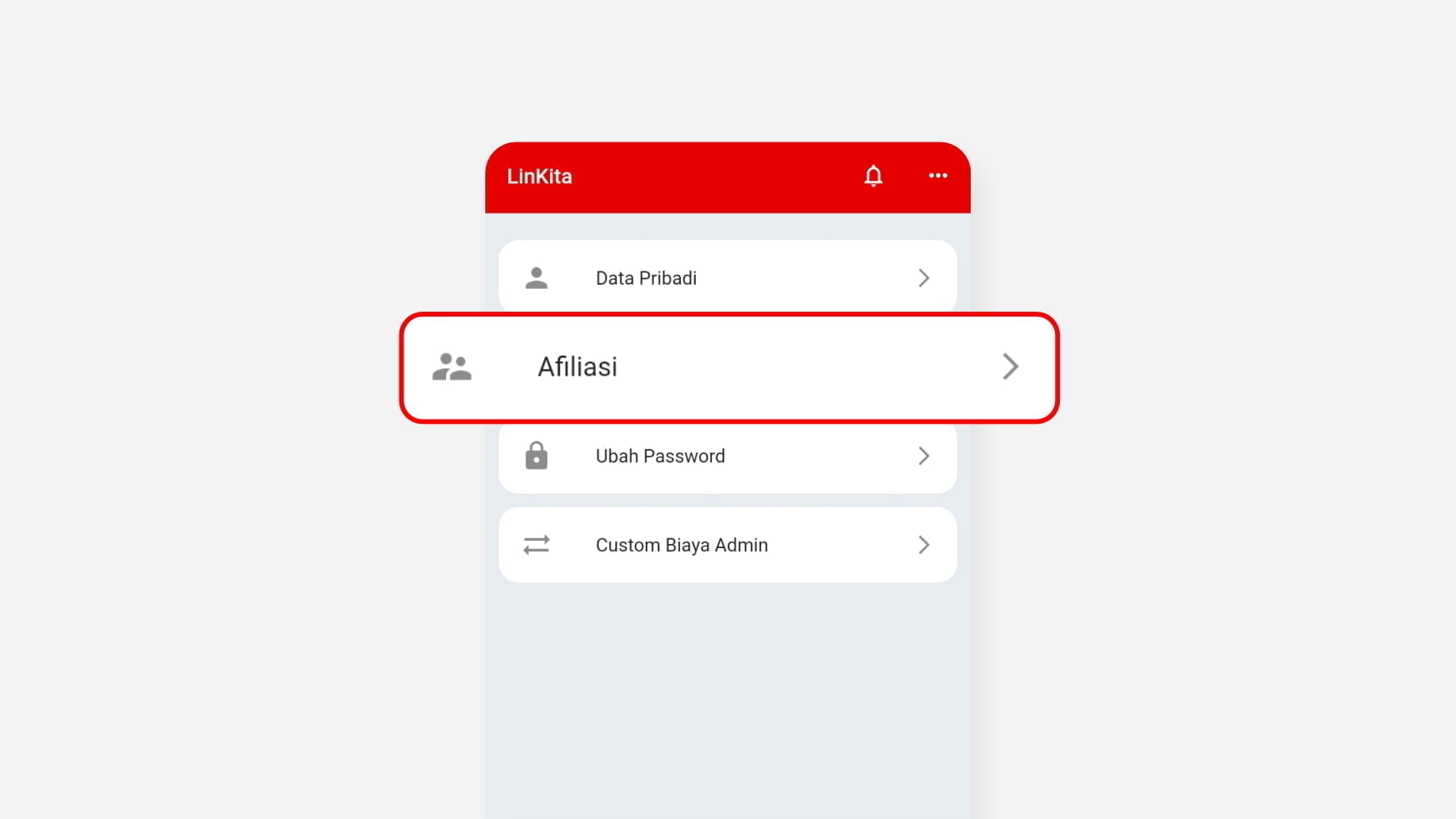 Menu affiliasi